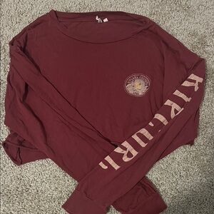 Rip Curl Maroon Long Sleeve Cropped Logo Tee Small